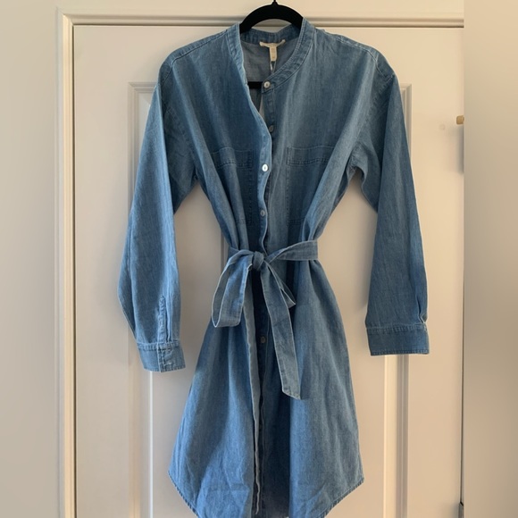 NWT Eileen Fisher Mandarin Collar Denim Tencel Dress SZ S - Picture 5 of 16
